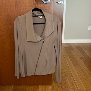 Helmet Lang gray zip up sweater - A frame on the bottom and with the collar.